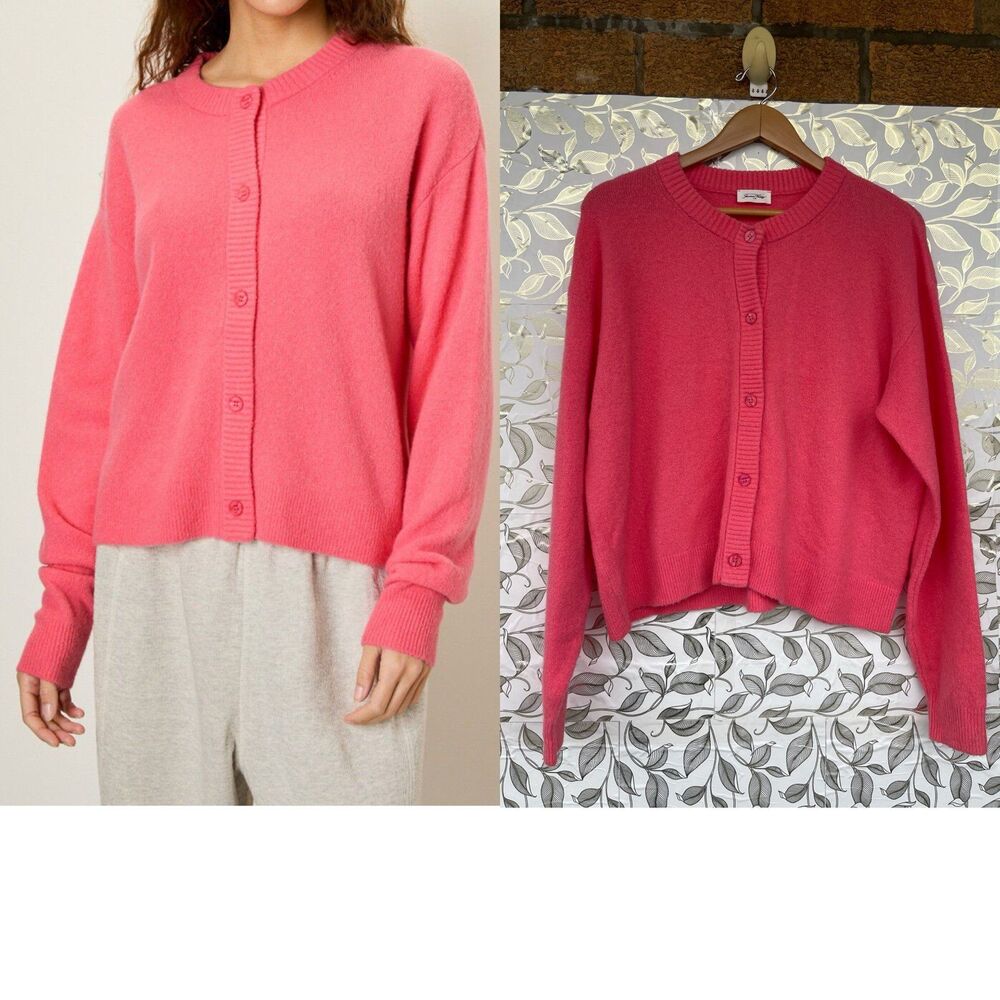 American Vintage Coral Wool Blend Knit Cardigan Sweater XS S